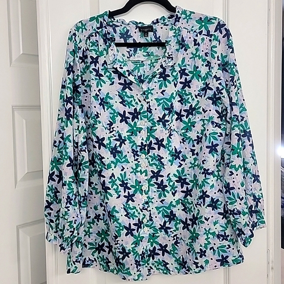 Talbots Tops - TALBOTS Floral Blue/Green/Pink Blouse sz X